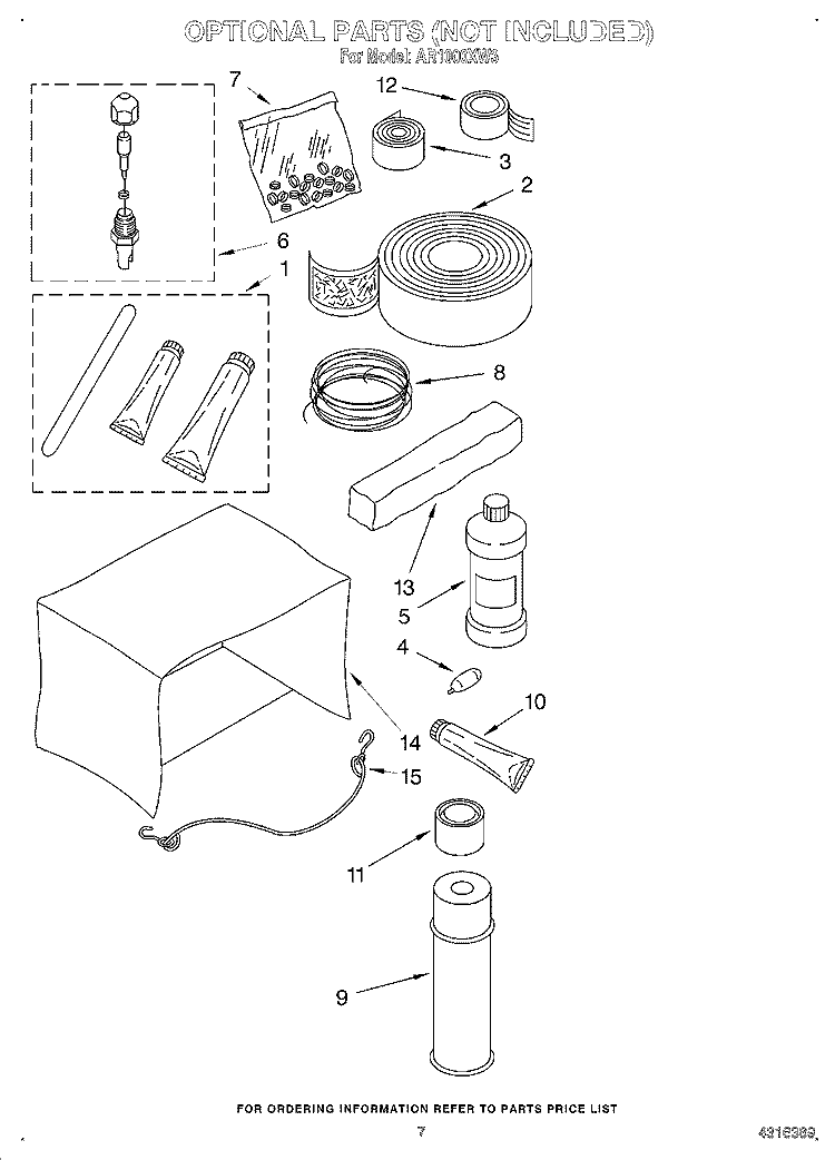 OPTIONAL Diagram and Parts List for AR1000XW3  Whirlpool Air Conditioner