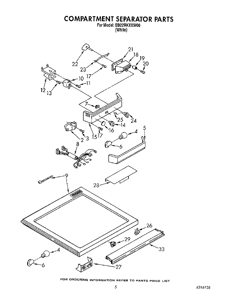 COMPARTMENT SEPARATOR Diagram and Parts List for EB22RKXXW00  Whirlpool Refrigerator