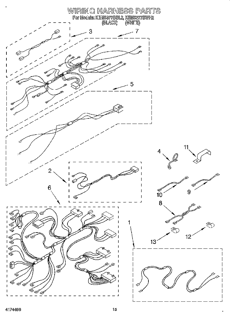WIRING HARNESS, OPTIONAL Diagram and Parts List for KEMS377BWH2  KitchenAid Wall Oven