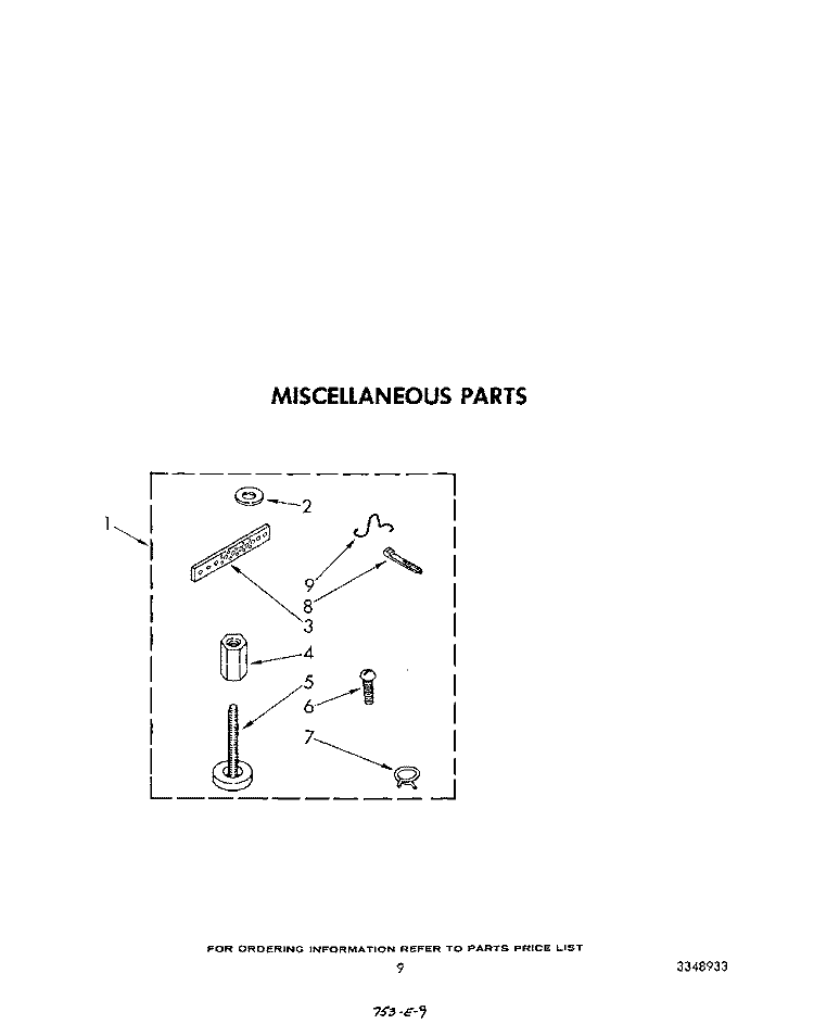 MISCELLANEOUS Diagram and Parts List for 9CA2781XSW0  Whirlpool Washer