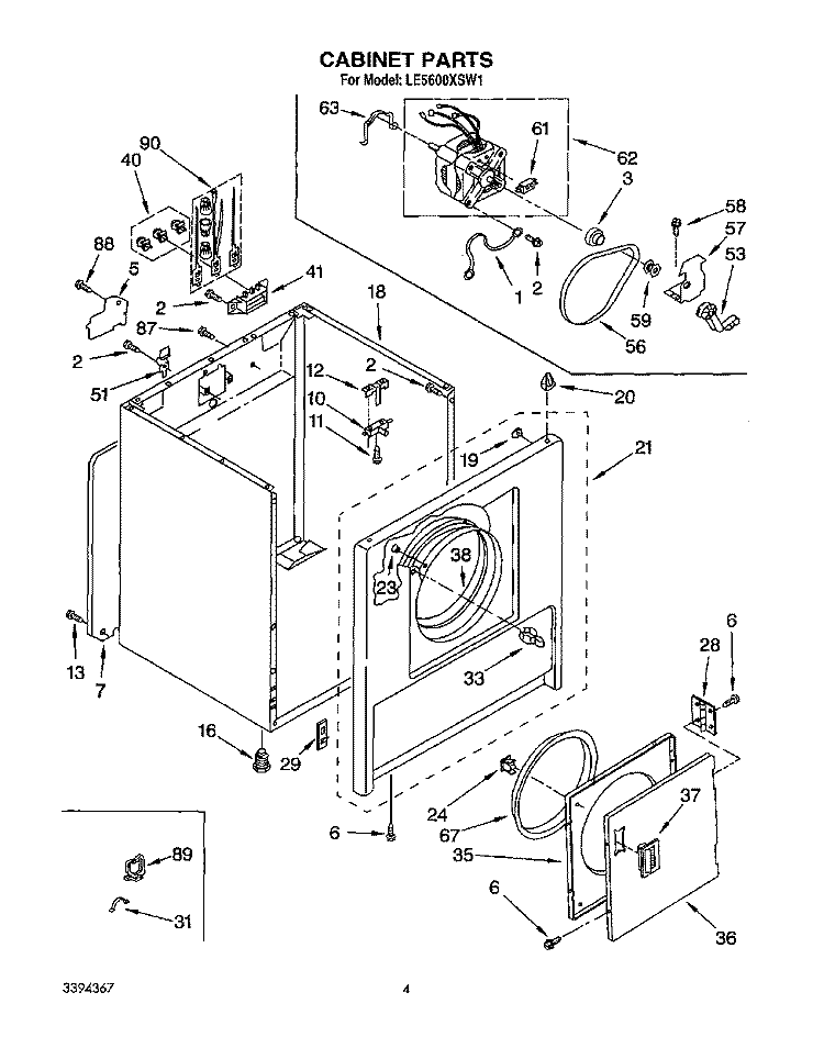 SECTION Diagram and Parts List for LE5600XSW1  Whirlpool Dryer