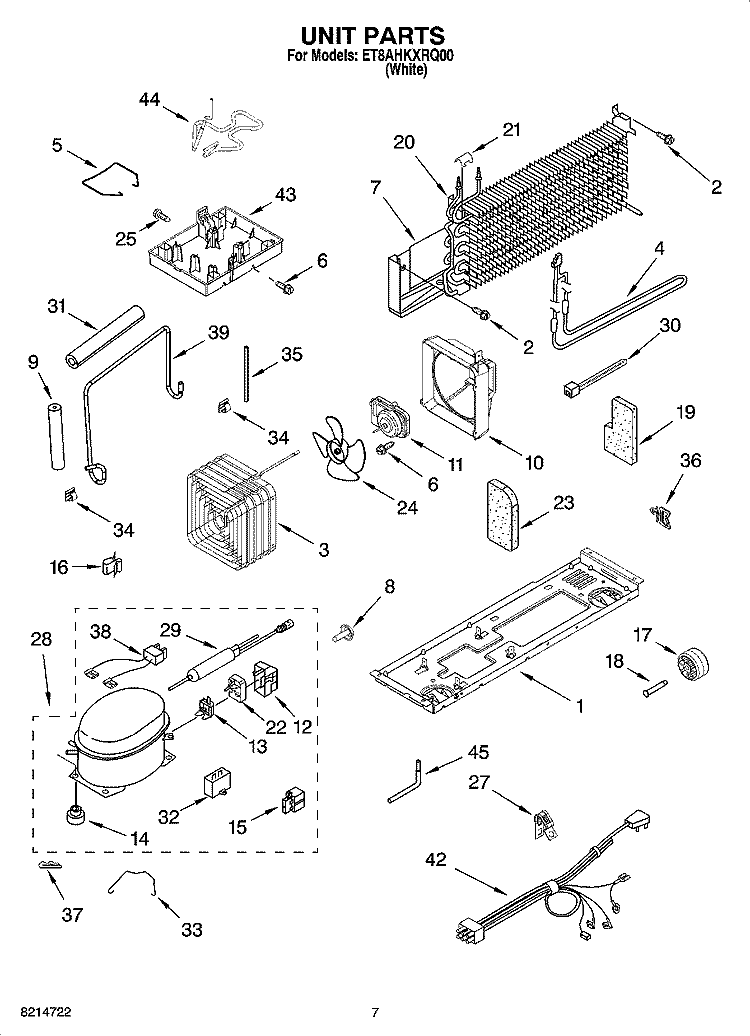UNIT PARTS Diagram and Parts List for ET8AHKXRQ00  Whirlpool Refrigerator