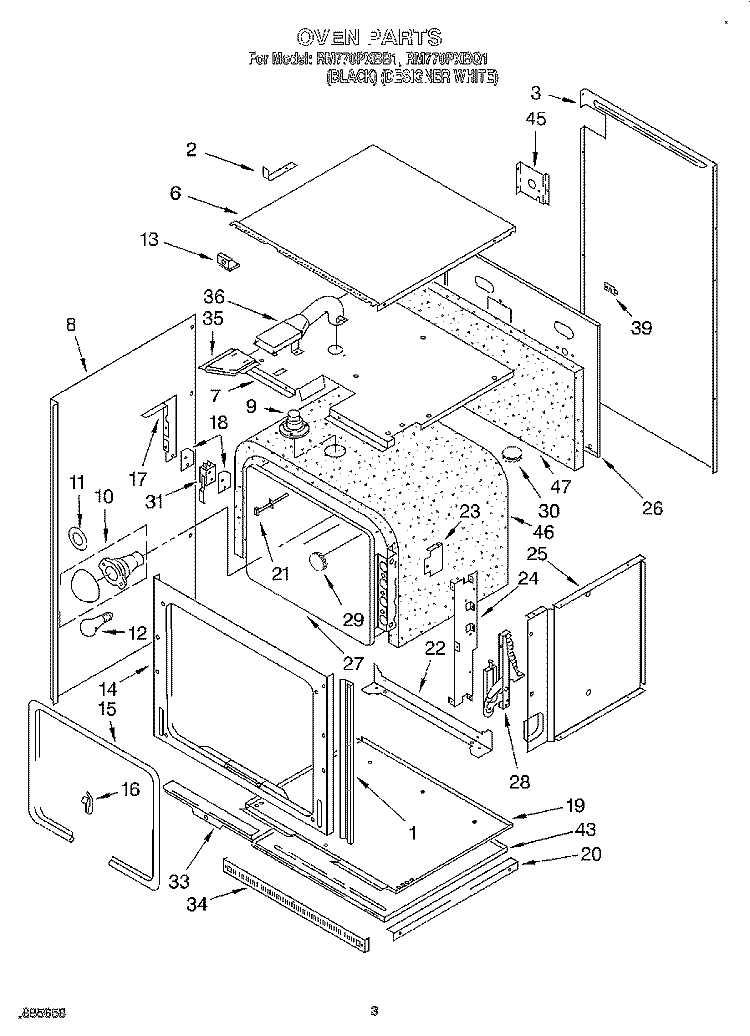 OVEN Diagram and Parts List for RM770PXBQ1  Whirlpool Wall Oven