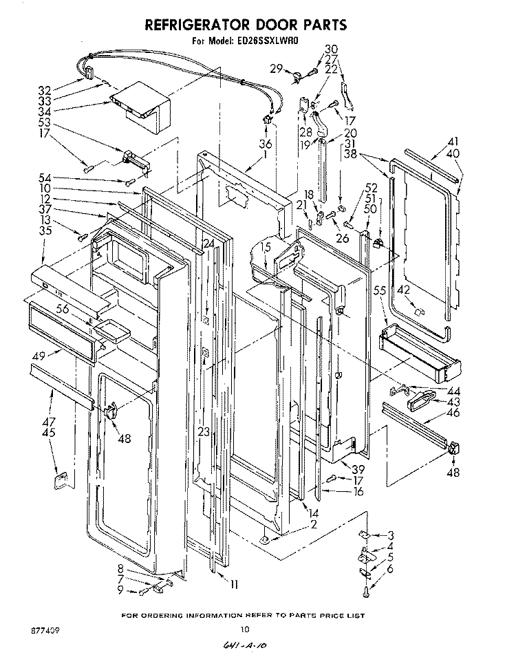 REFRIGERATOR DOOR Diagram and Parts List for ED26SSXLWR0  Whirlpool Refrigerator