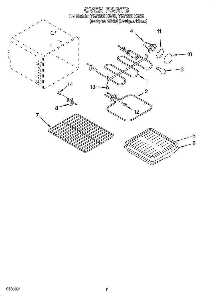 OVEN PARTS, MISCELLANEOUS PARTS Diagram and Parts List for YGY396LXGQ5  Whirlpool Range