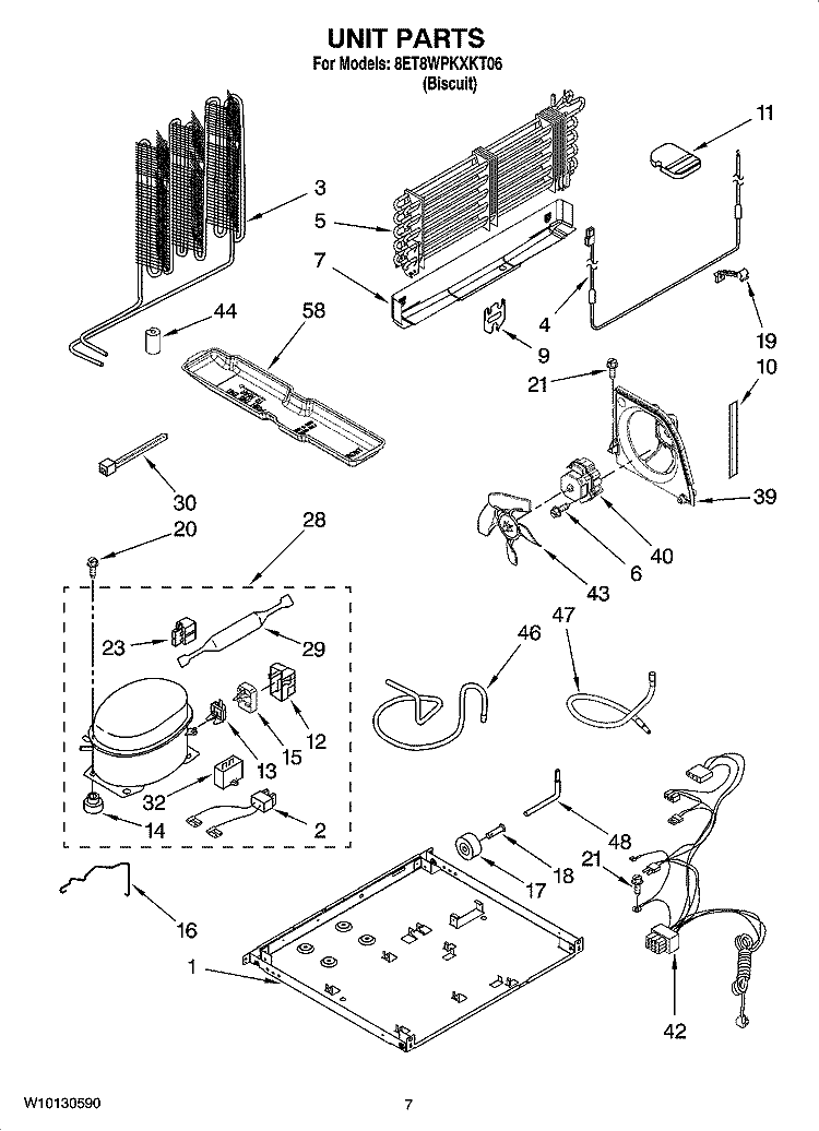 UNIT PARTS Diagram and Parts List for 8ET8WPKXKT06  Whirlpool Refrigerator