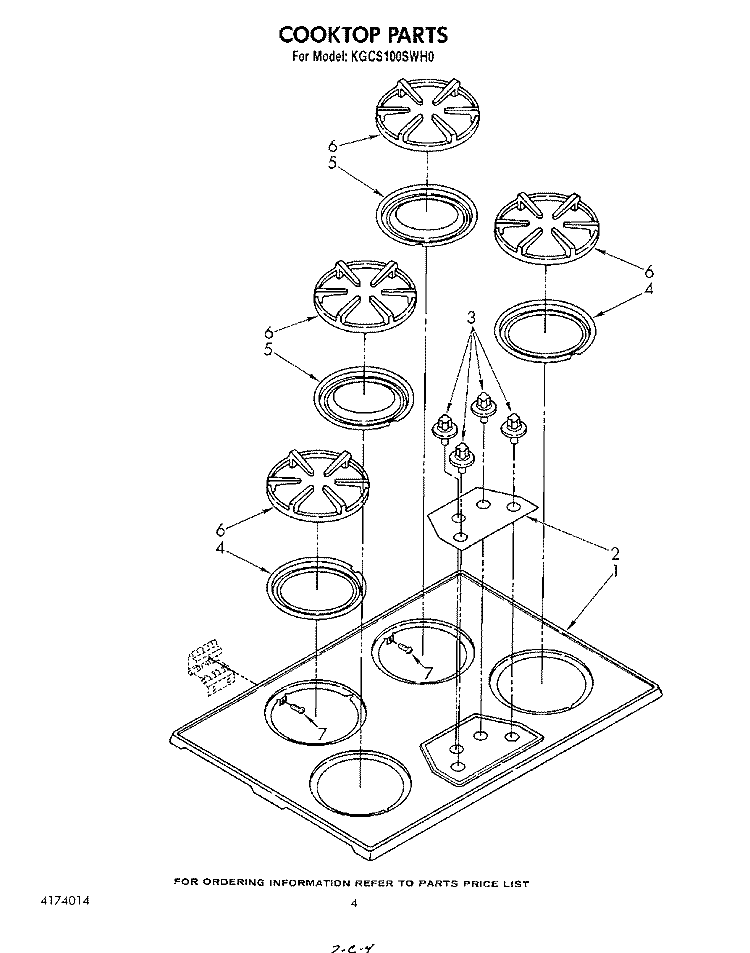 COOKTOP PARTS Diagram and Parts List for KGCS100SWH0  KitchenAid Cooktop