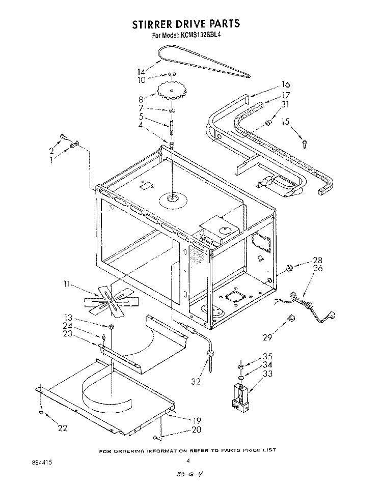 STIRRER DRIVE Diagram and Parts List for KCMS132SBL4  KitchenAid Microwave