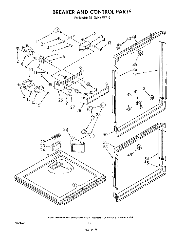 BREAKER AND CONTROL Diagram and Parts List for EB19MKXRWR0  Whirlpool Refrigerator