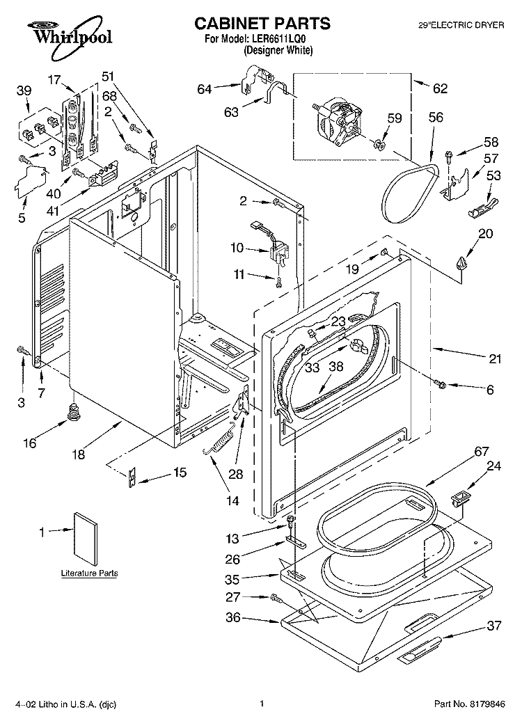SECTION Diagram and Parts List for LER6611LQ0  Whirlpool Dryer
