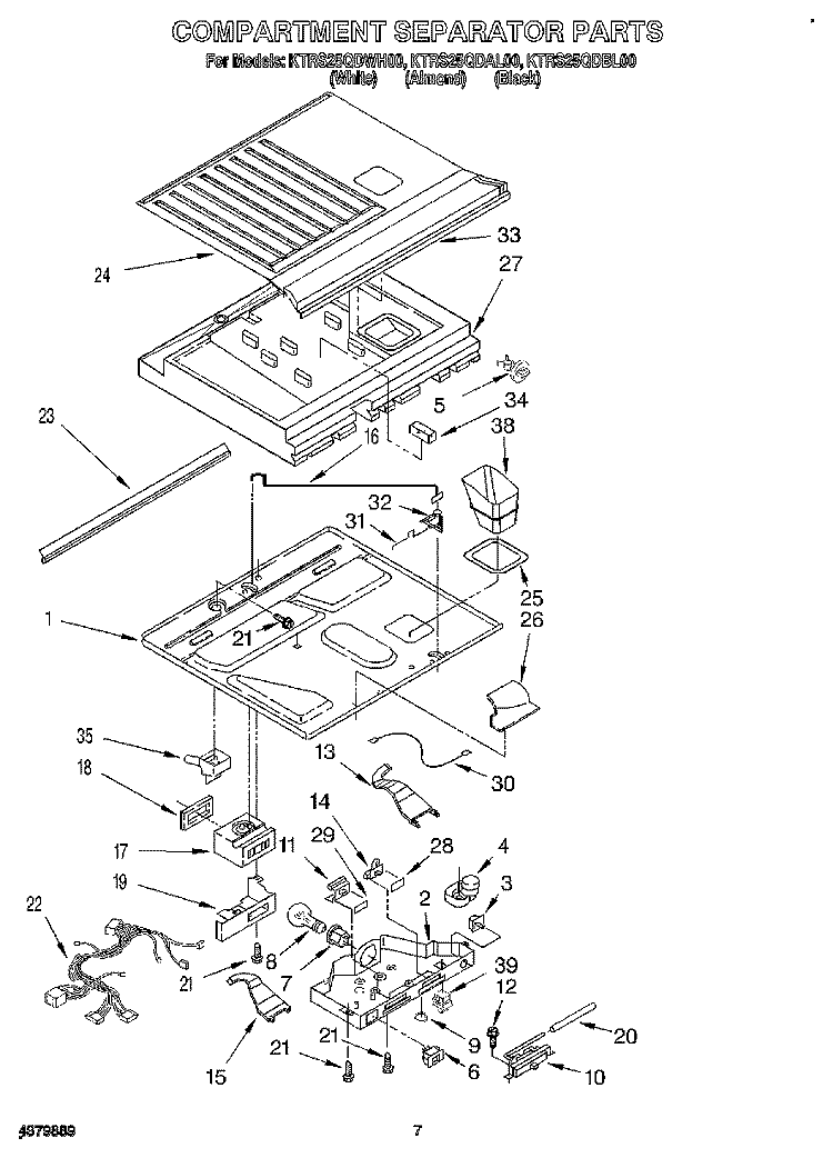 COMPARTMENT SEPARATOR Diagram and Parts List for KTRS25QDAL00  KitchenAid Refrigerator