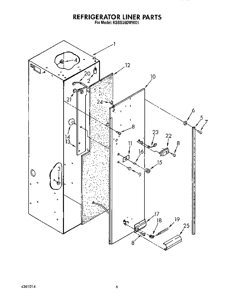 REFRIGERATOR LINER Diagram and Parts List for KSSS36DWW01  KitchenAid Refrigerator