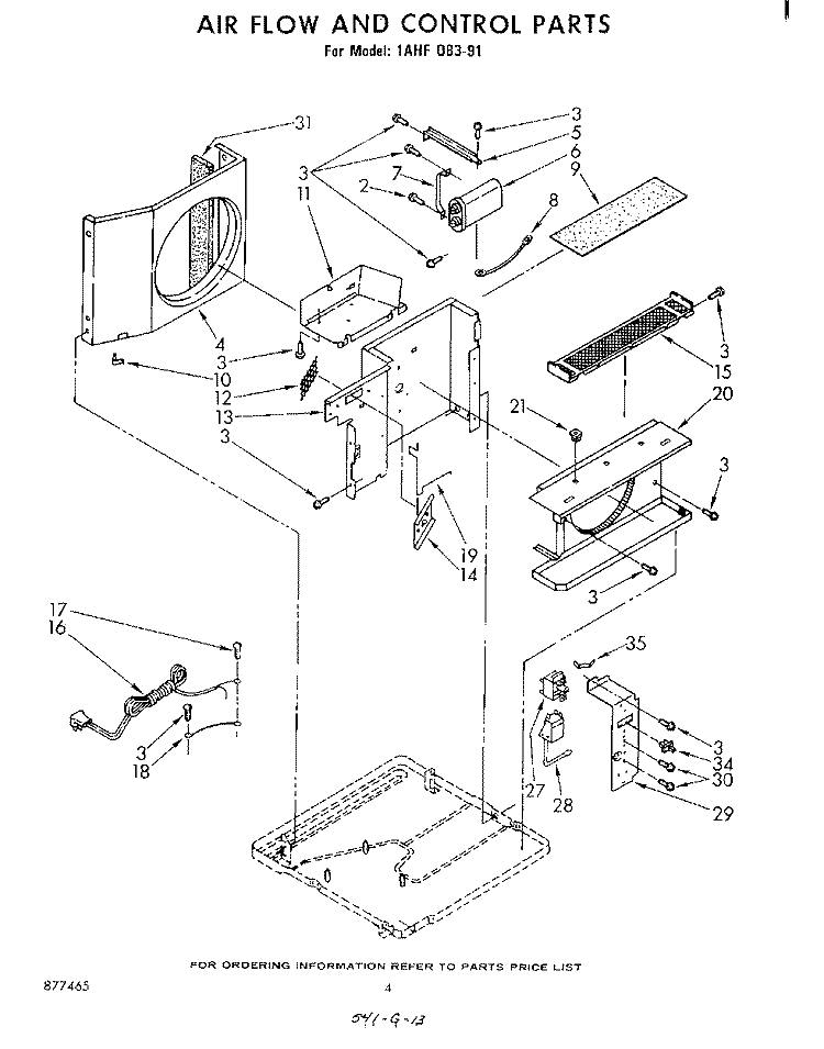 SECTION Diagram and Parts List for 1AHF08391  Whirlpool Air Conditioner