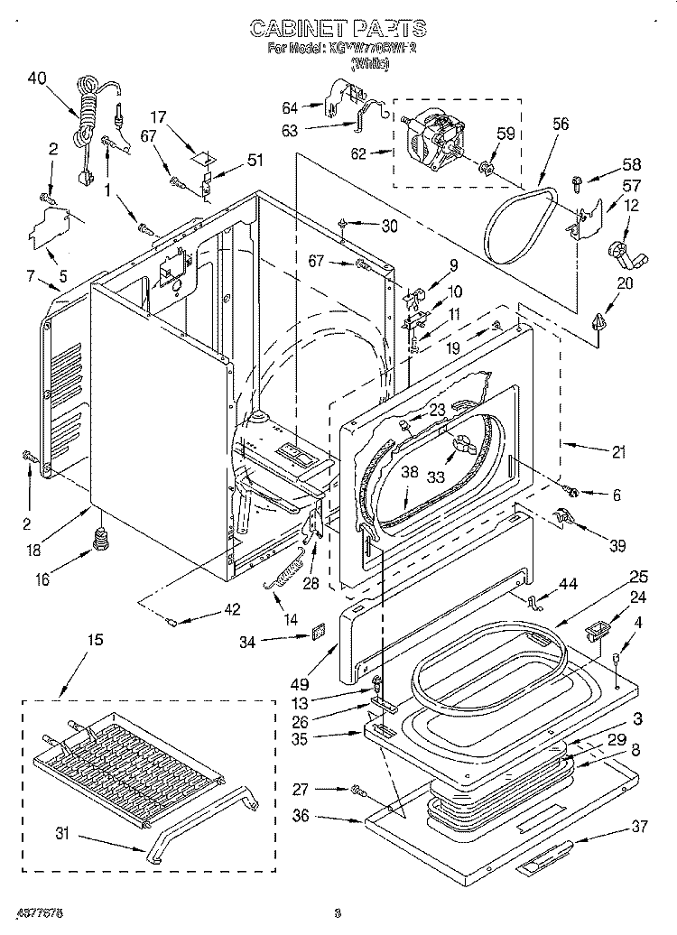 CABINET Diagram and Parts List for KGYW770BWH2  KitchenAid Dryer