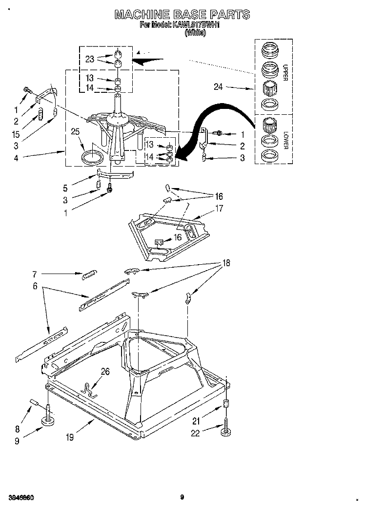 MACHINE BASE Diagram and Parts List for KAWL517BWH1  KitchenAid Washer