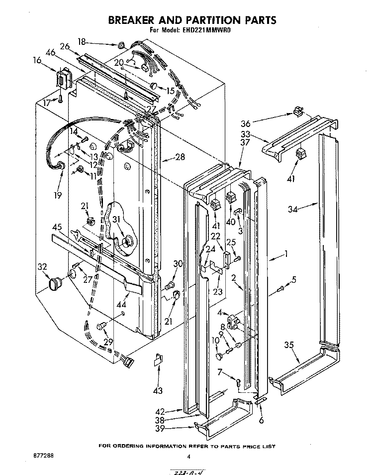 BREAKER AND PARTITION Diagram and Parts List for EHD221MMWR0  Whirlpool Refrigerator