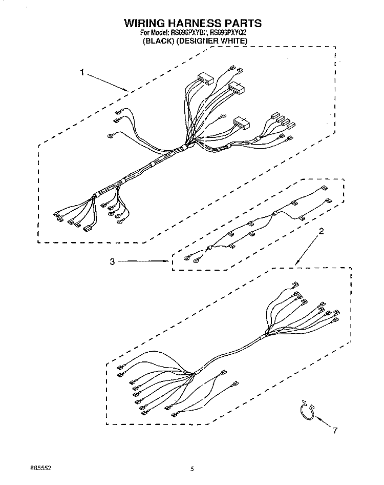 WIRING HARNESS, LIT/OPTIONAL Diagram and Parts List for RS696PXYB2  Whirlpool Range