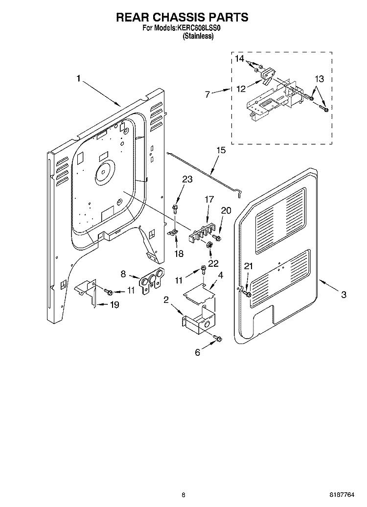 REAR CHASSIS PARTS Diagram and Parts List for KERC608LSS0  KitchenAid Range