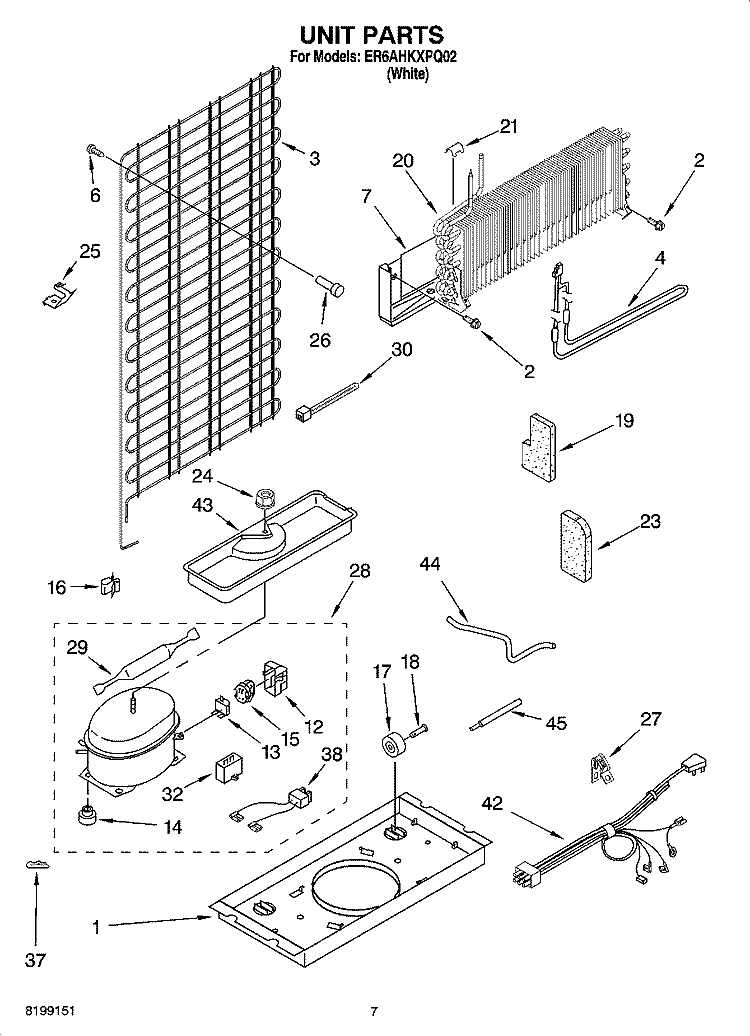 UNIT PARTS Diagram and Parts List for ER6AHKXPQ02  Whirlpool Refrigerator