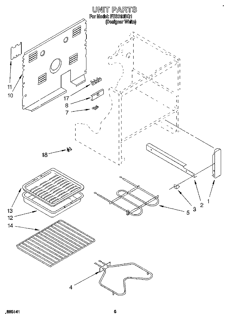 UNIT, LITERATURE Diagram and Parts List for FES310BQ1  Roper Range