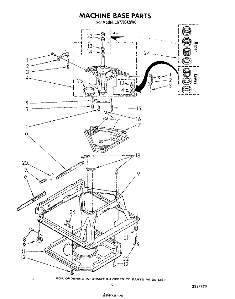 MACHINE BASE Diagram and Parts List for LA7700XSW0  Whirlpool Washer