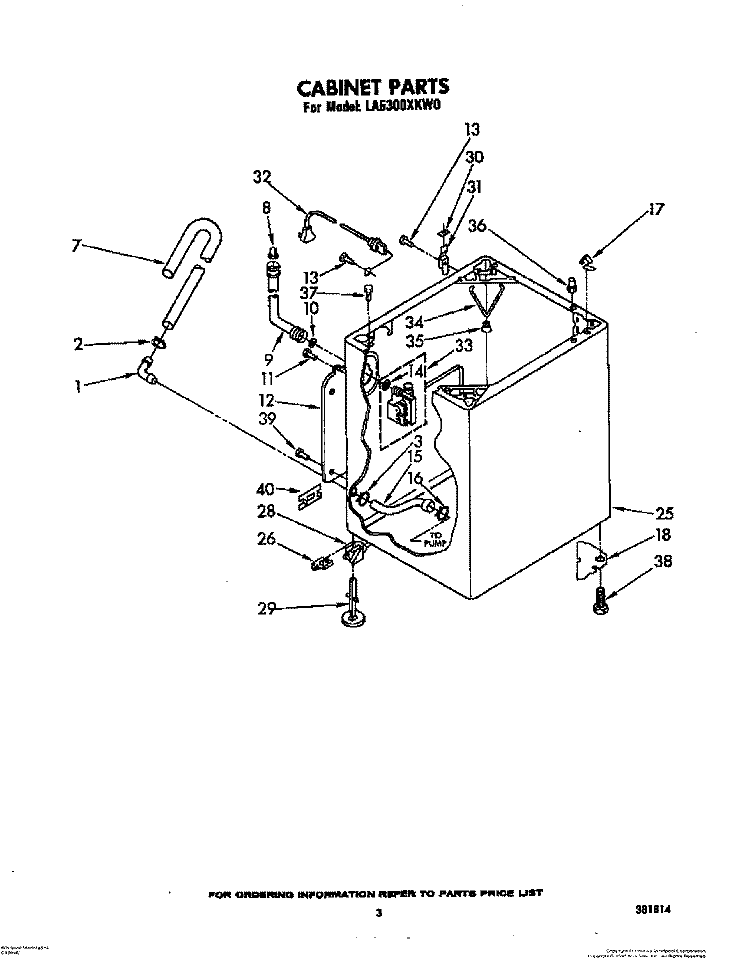 CABINET Diagram and Parts List for LA5300XKW0  Whirlpool Washer