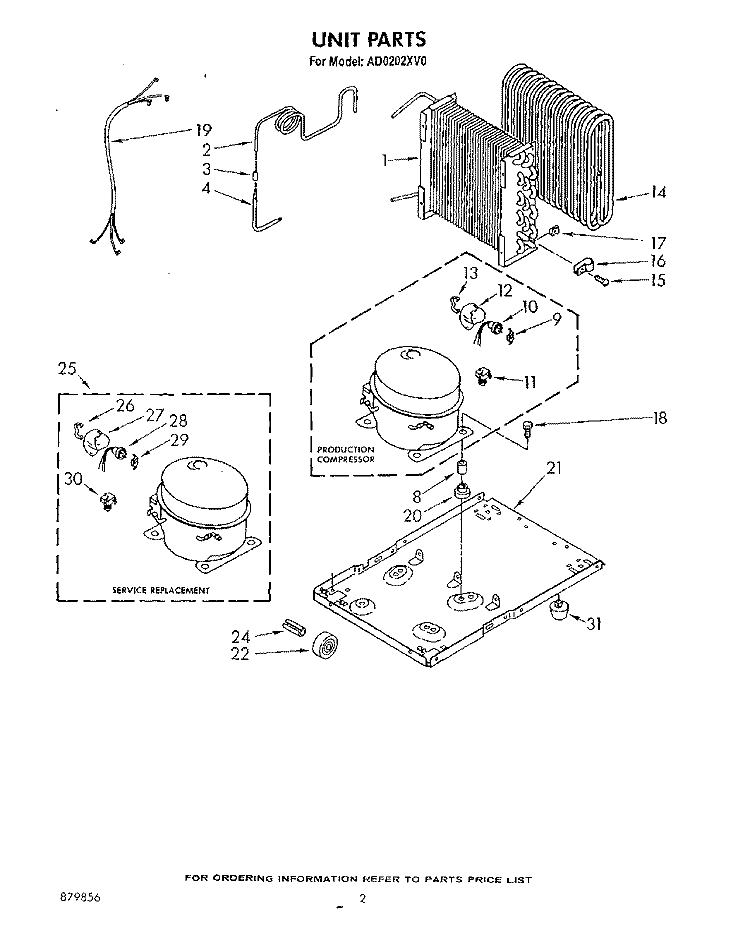 SECTION Diagram and Parts List for AD0202XV0  Whirlpool Dehumidifier