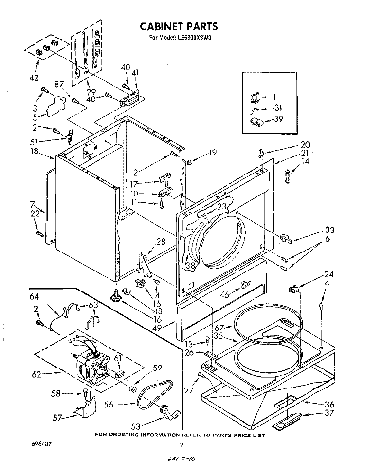 SECTION Diagram and Parts List for LE5800XSW0  Whirlpool Dryer