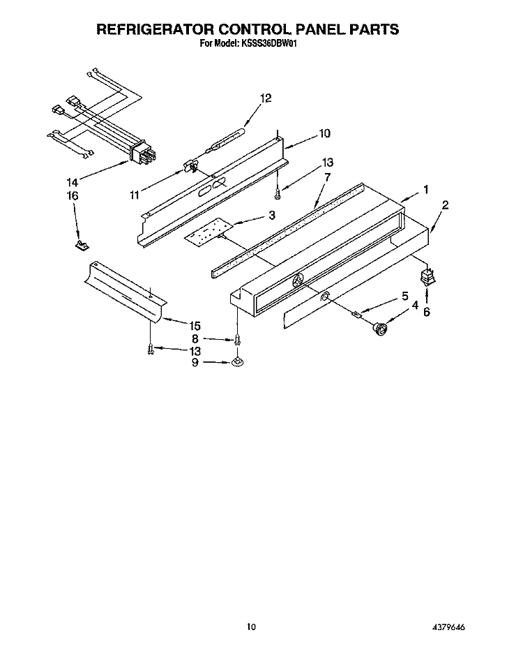REFRIGERATOR CONTROL PANEL Diagram and Parts List for KSSS36DBW01  KitchenAid Refrigerator