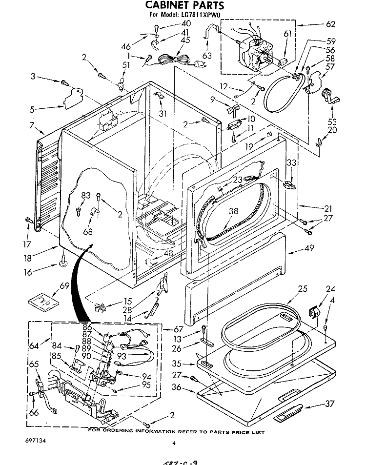 CABINET Diagram and Parts List for LG7811XPW0  Whirlpool Dryer