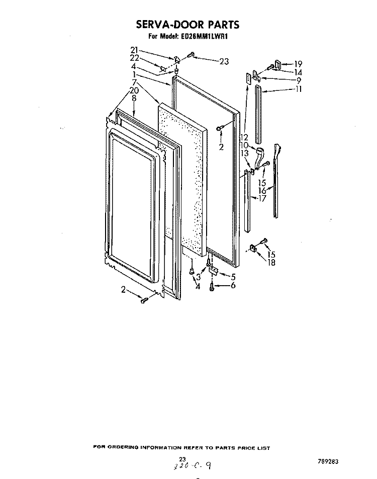 SERVA-DOOR , LIT/OPTIONAL Diagram and Parts List for ED26MM1LWR1  Whirlpool Refrigerator