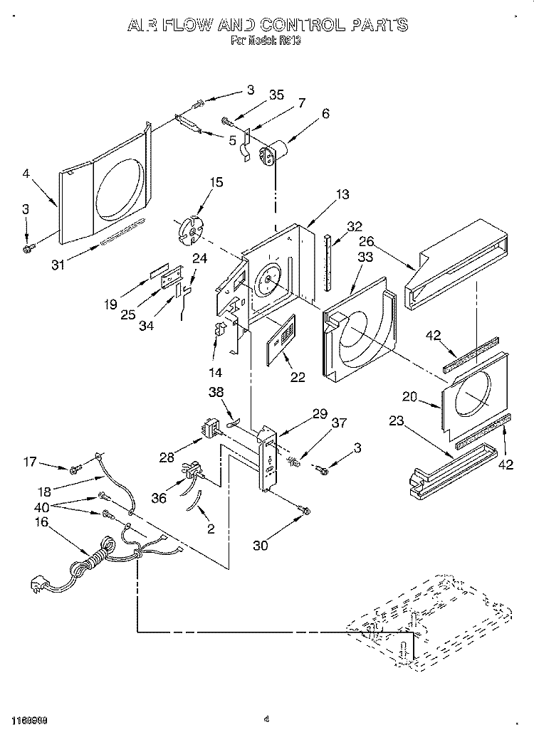 AIRFLOW AND CONTROL Diagram and Parts List for R613  Whirlpool Air Conditioner