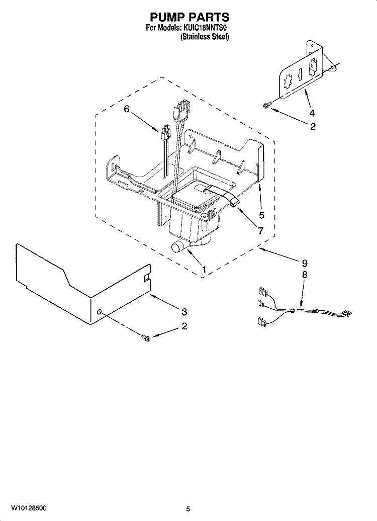 PUMP PARTS Diagram and Parts List for KUIC18NNTS0  KitchenAid Ice Maker