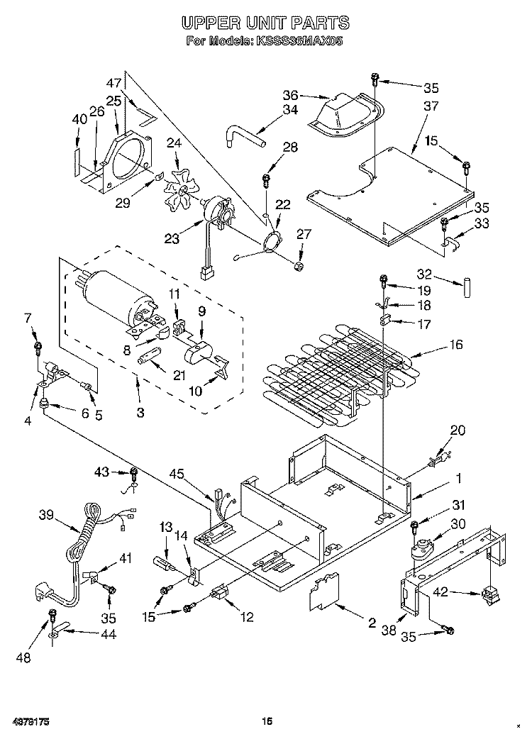 UPPER UNIT Diagram and Parts List for KSSS36MAX05  KitchenAid Refrigerator