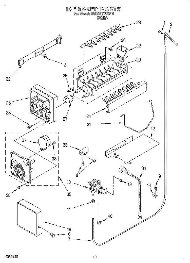 ICE MAKER Diagram and Parts List for 3XKGN7050F01  Whirlpool Refrigerator