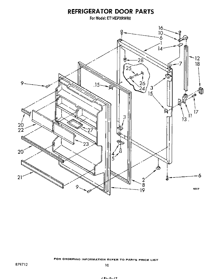 REFRIGERATOR DOOR , LIT/OPTIONAL Diagram and Parts List for ET14EPXRWR0  Whirlpool Refrigerator