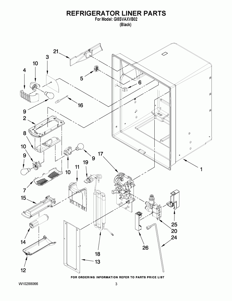 REFRIGERATOR LINER PARTS Diagram and Parts List for GI5SVAXVB02  Whirlpool Refrigerator