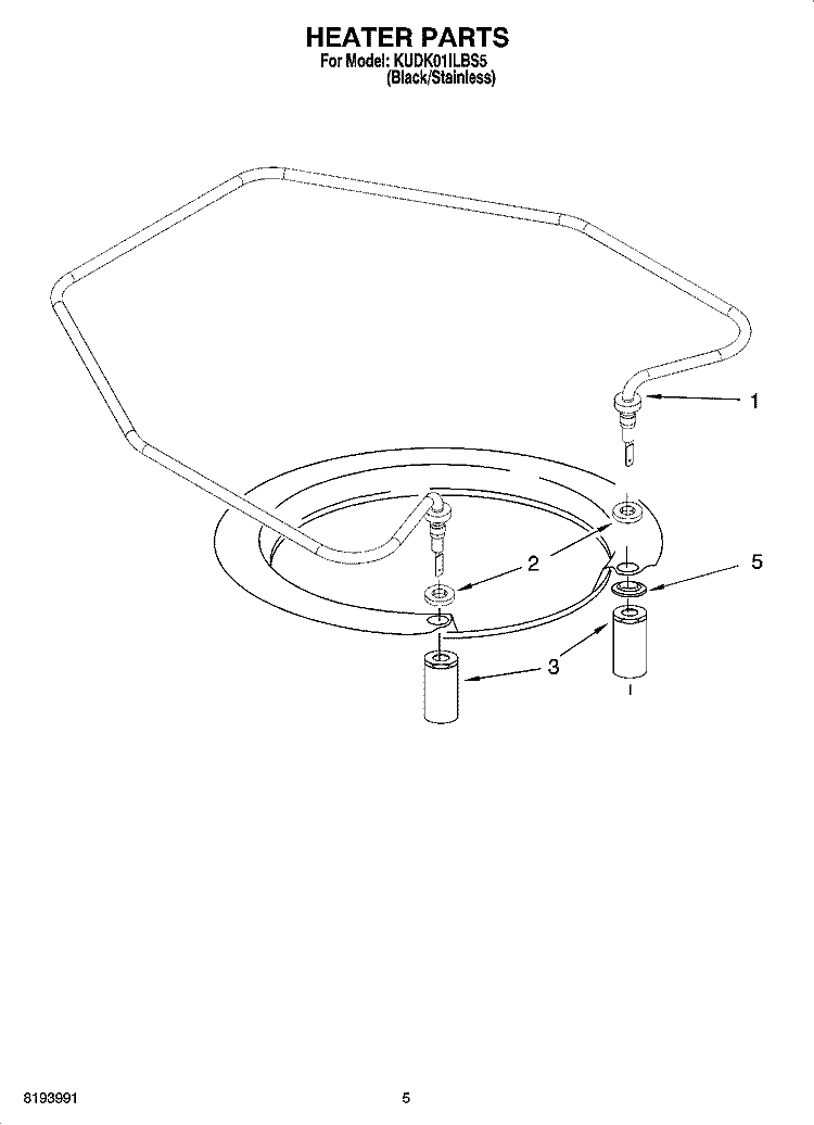 HEATER PARTS Diagram and Parts List for KUDK01ILBS5  KitchenAid Dishwasher
