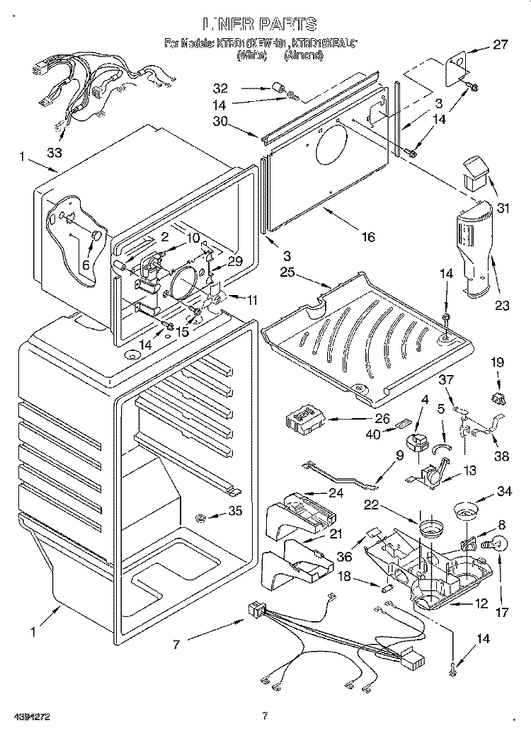 LINER Diagram and Parts List for KTRD18KEAL01  KitchenAid Refrigerator