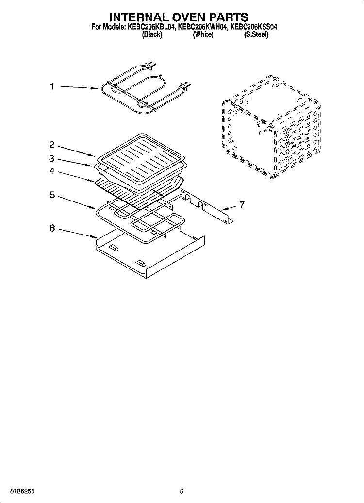 INTERNAL OVEN PARTS Diagram and Parts List for KEBC206KSS04  KitchenAid Wall Oven