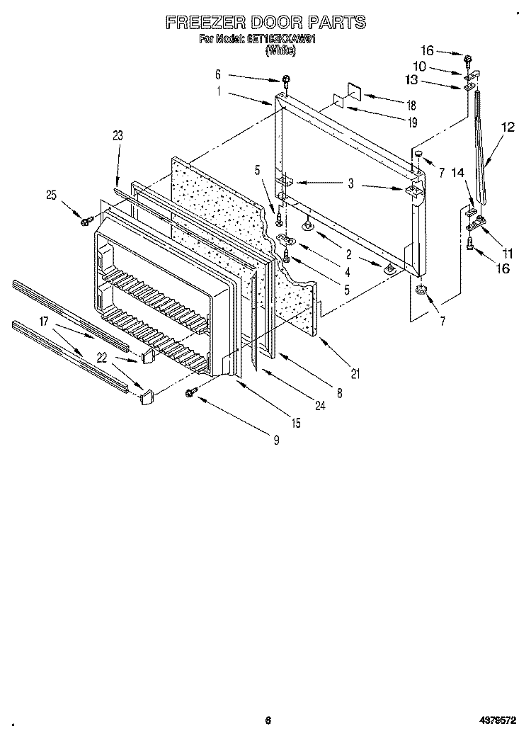 FREEZER DOOR Diagram and Parts List for 6ET18ZKXAN01  Whirlpool Refrigerator