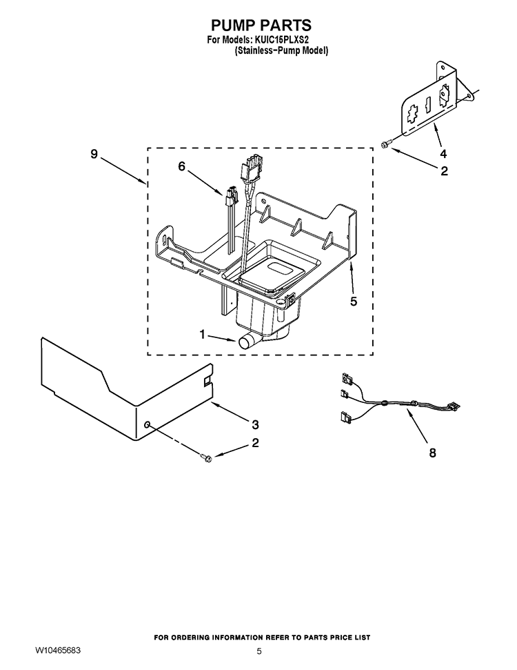 PUMP PARTS Diagram and Parts List for KUIC15PLXS2  KitchenAid Ice Maker