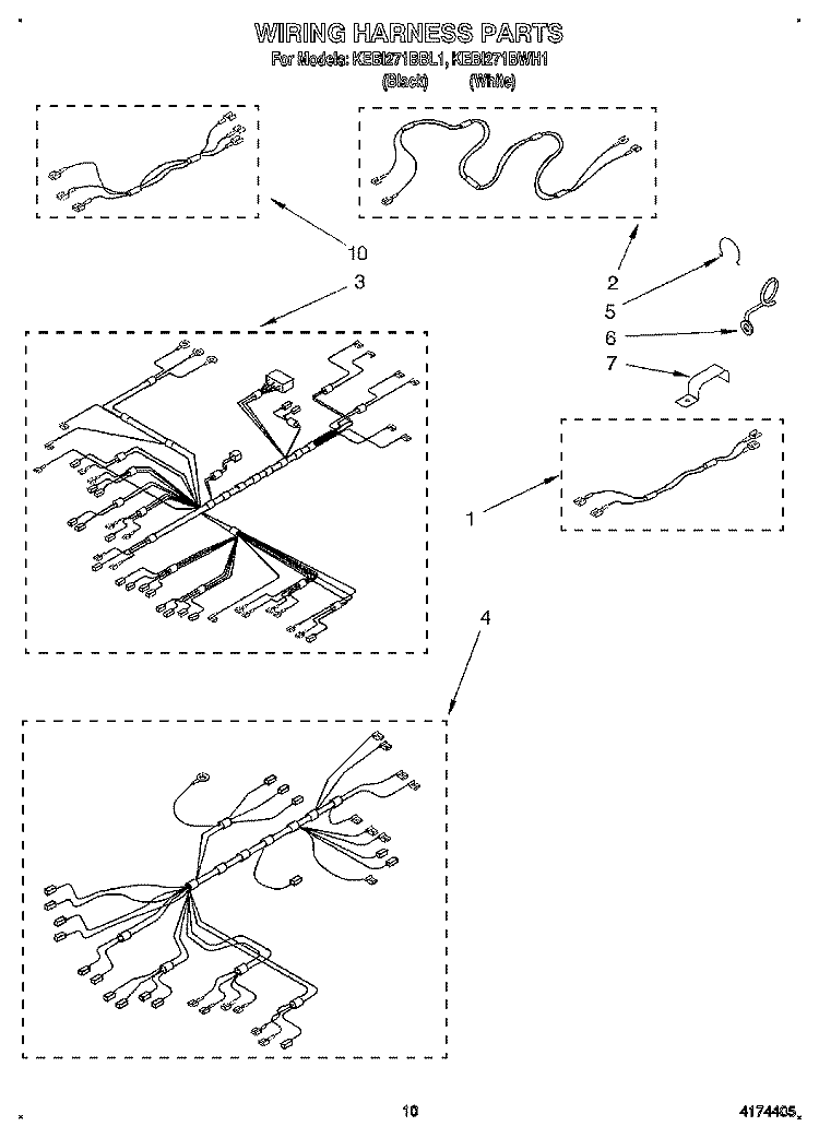 WIRING HARNESS Diagram and Parts List for KEBI271BBL1  KitchenAid Wall Oven