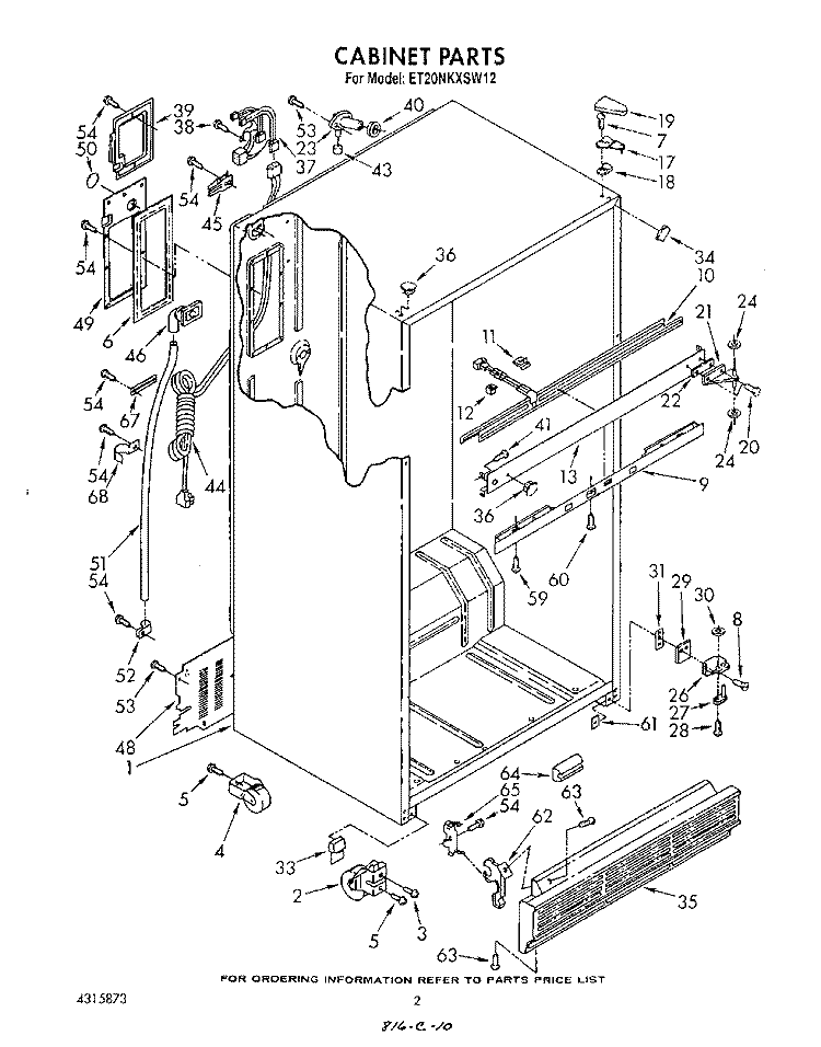 CABINET Diagram and Parts List for ET20NKXSW12  Whirlpool Refrigerator