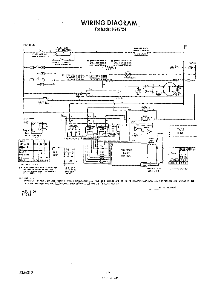 WIRING DIAGRAM Diagram and Parts List for N9457X4  Roper Range