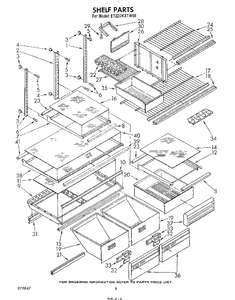 SHELF , LIT/OPTIONAL Diagram and Parts List for ET22DKXTG00  Whirlpool Refrigerator