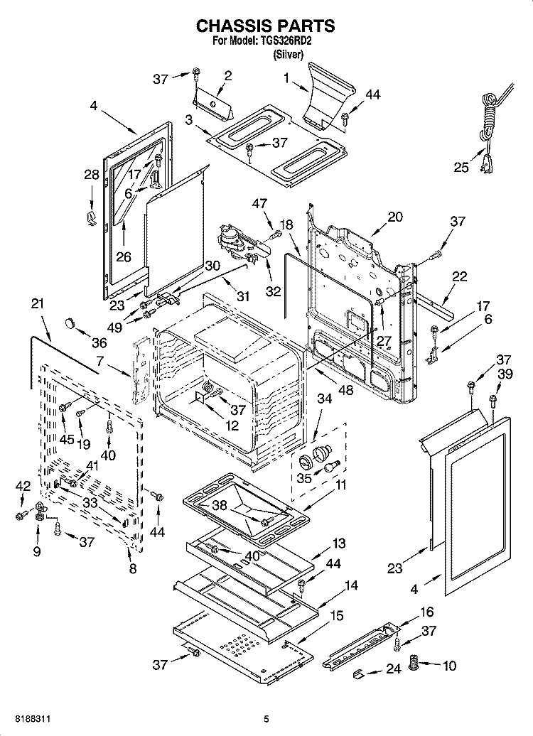 CHASSIS PARTS Diagram and Parts List for TGS326RD2  Estate Range