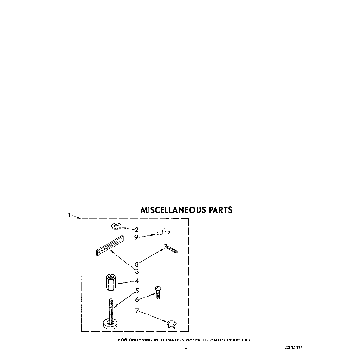 MISCELLANEOUS Diagram and Parts List for LA5530XTF1  Whirlpool Washer