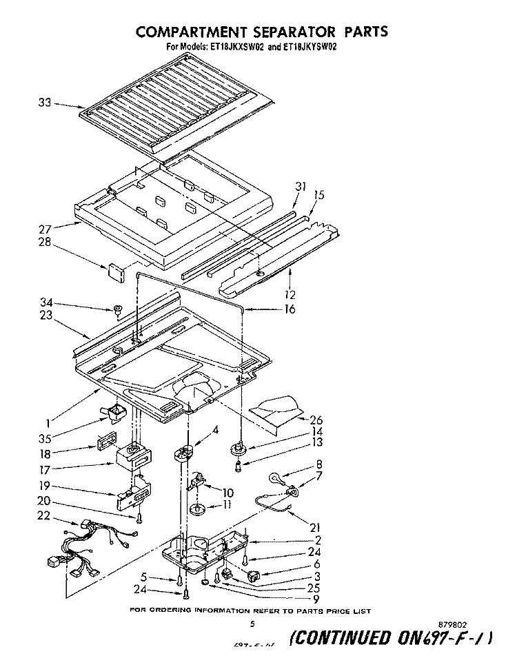 COMPARTMENT SEPARATOR Diagram and Parts List for ET18JKXSW02  Whirlpool Refrigerator