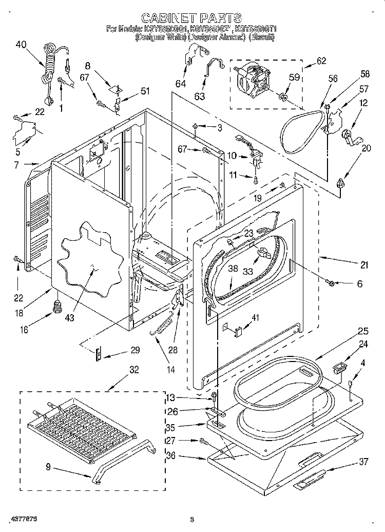 CABINET Diagram and Parts List for KGYS850GQ1  KitchenAid Dryer